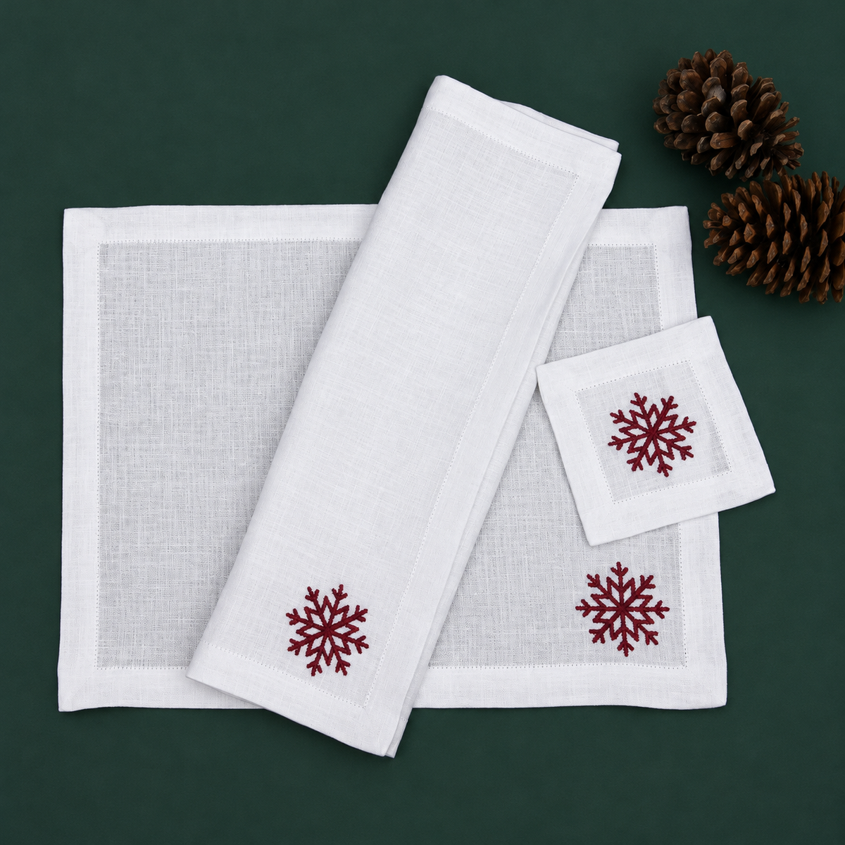 Kit Mantel individual + Servilleta + coctelera First snow